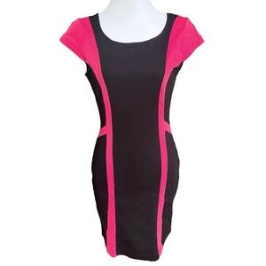 NWT NICKI MINAJ Pink and Black Fitted Dress Sheer Back Size Junior M